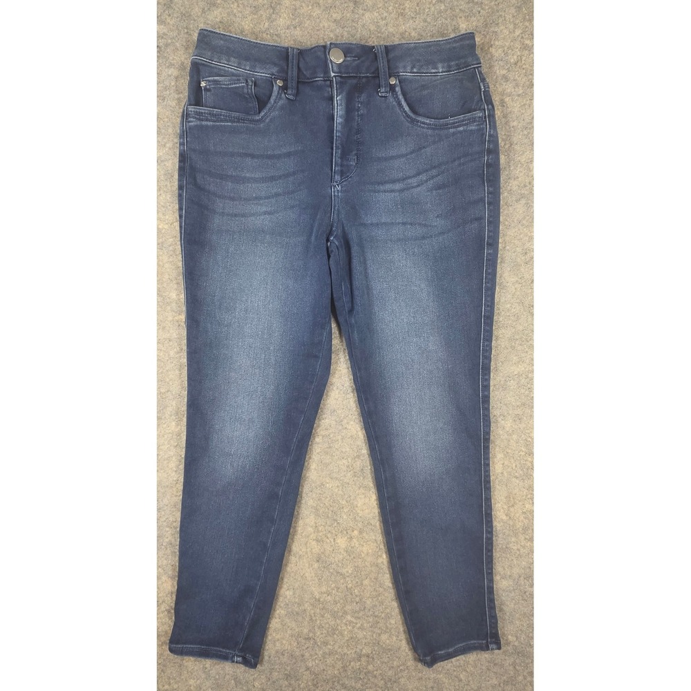 Seven7 Womens High Rise Skinny Crop Jeans Dark Wash Blue Size 8 Stretch Denim